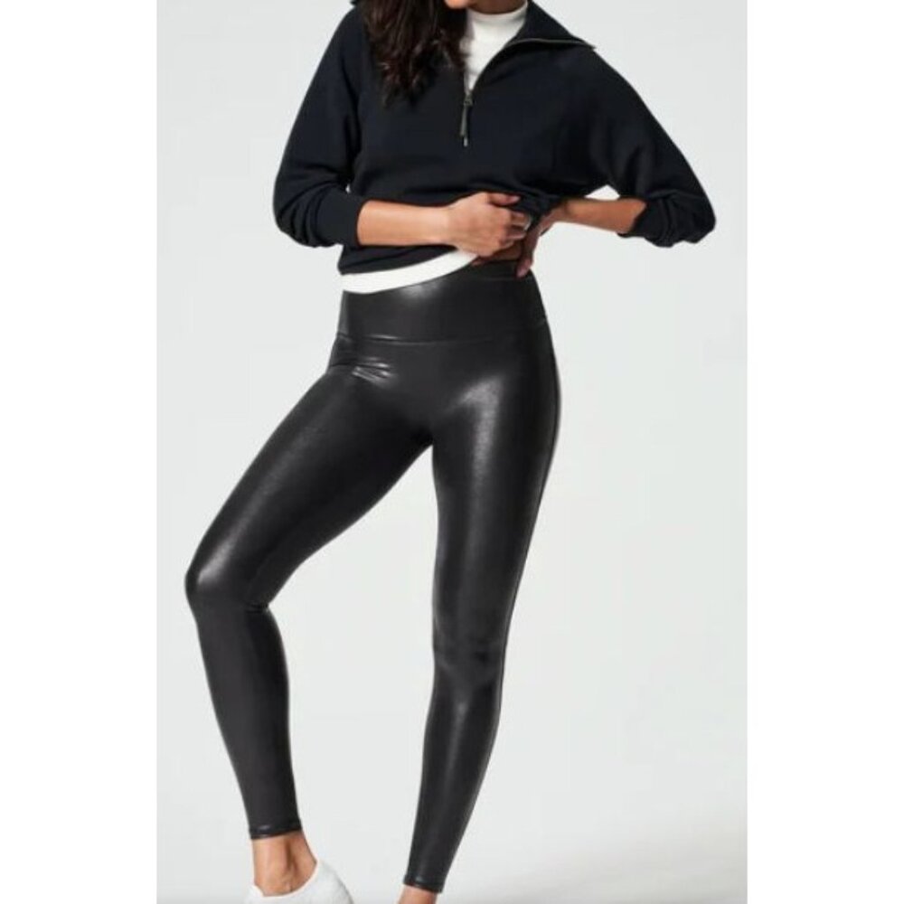 Spanx Faux Leather Leggings Black Size XL